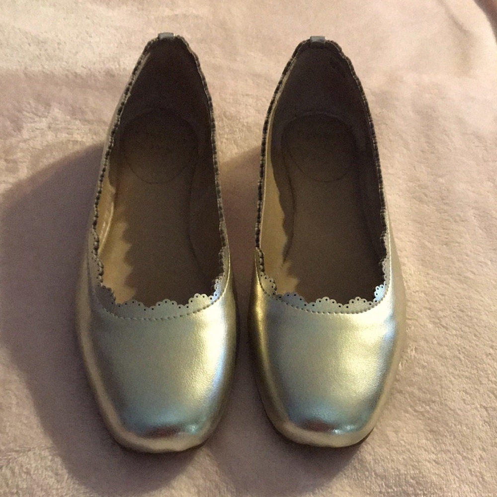 CROWN & IVY ballerina gold slippers